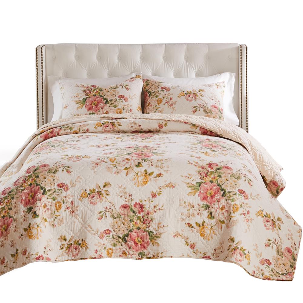 Greenland Home Fashions Grace Floral Design 3-Piece Quilt Set Buttercup - Picture 7 of 18