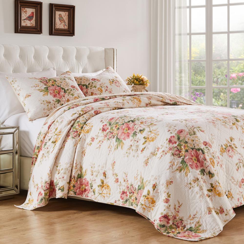Greenland Home Fashions Grace Floral Design 3-Piece Quilt Set Buttercup - Picture 9 of 18