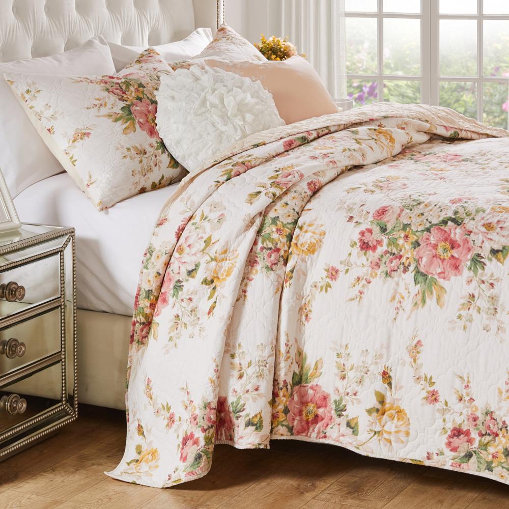 Greenland Home Fashions Grace Floral Design 3-Piece Quilt Set Buttercup - Picture 10 of 18