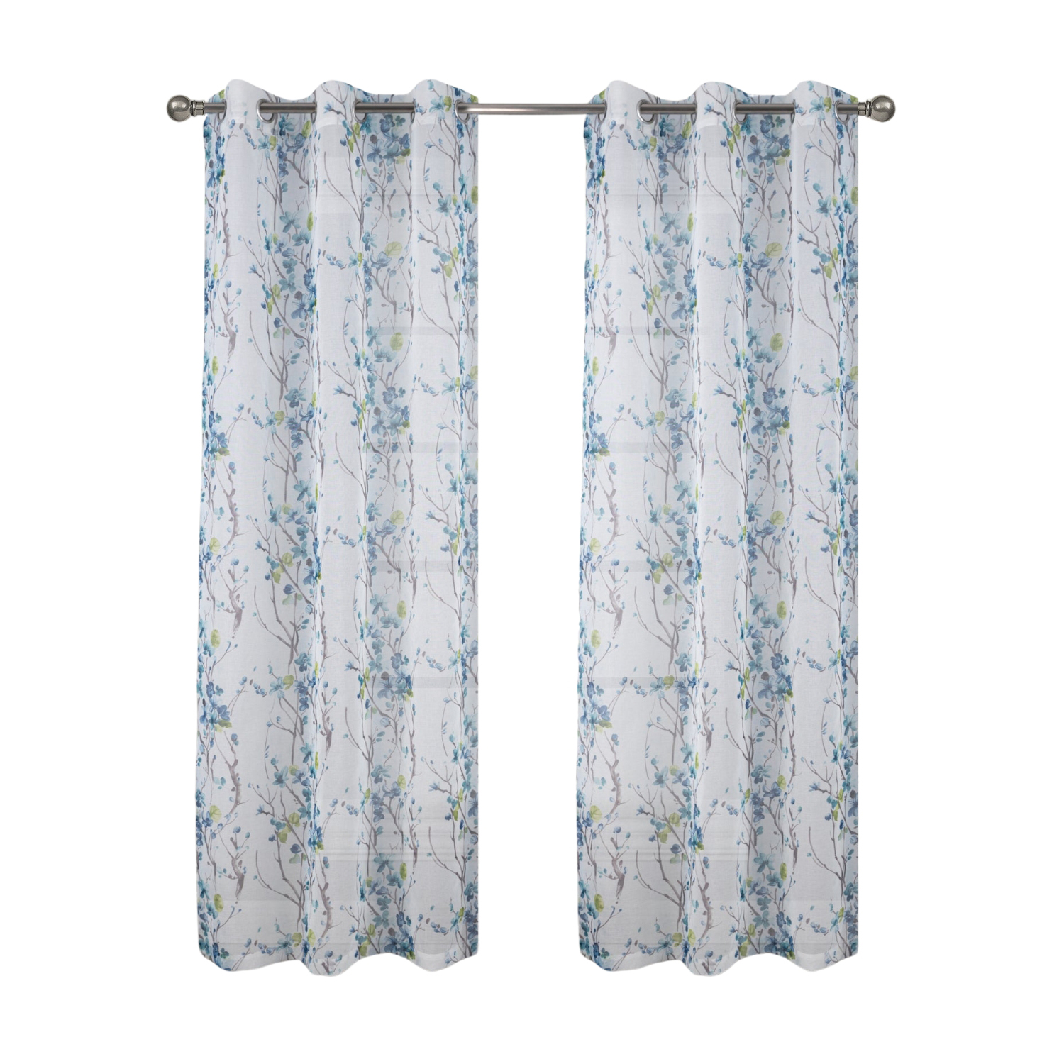Olivia Gray Amelia Printed Doily Grommet Curtain Panel Blue