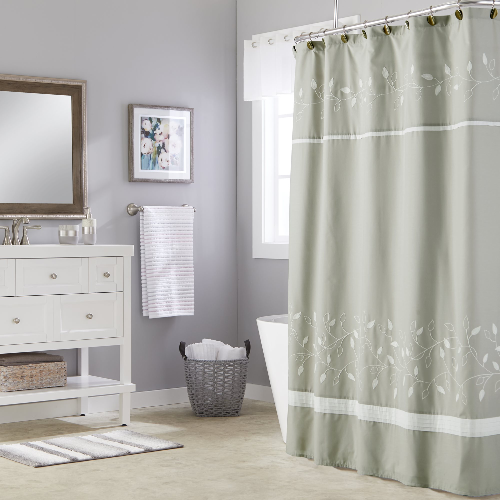 Saturday Knight Ltd Kent Embroidered Fabric Bath Shower Curtain 70x72 Gray 36326575250 Ebay